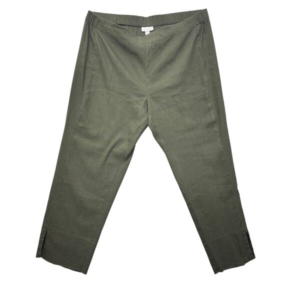J.Jill Linen Stretch Cropped Capris Elastic Waist Pants Women's L Olive Green - Picture 1 of 6